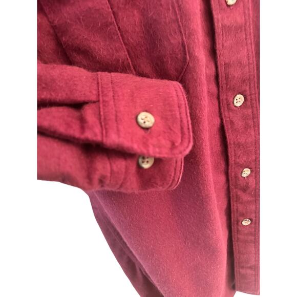 Eddie Bauer Men's Medium 16517 Heavy Flannel Chamois Burgundy Outdoor Shirt - Picture 5 of 11